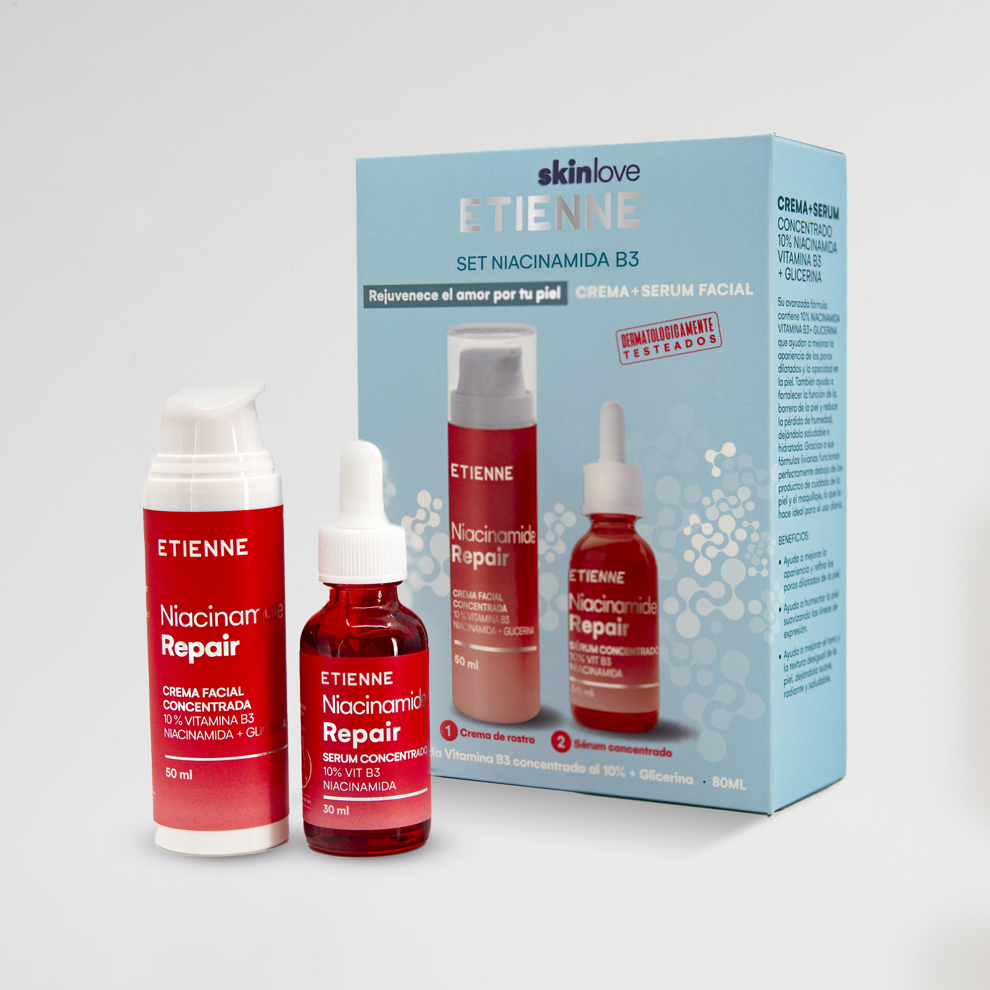 Set Crema + Serum Facial con Niacinamida 10% concentración