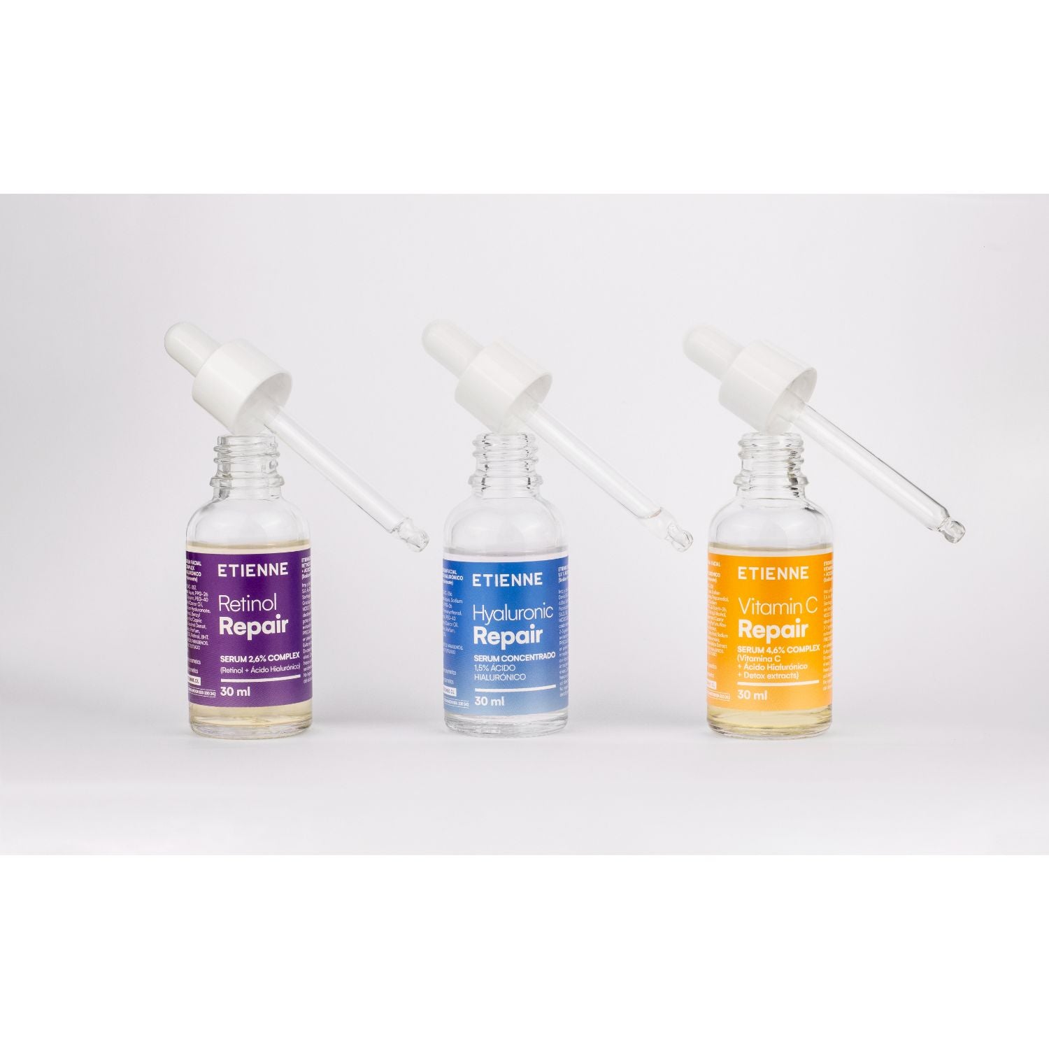 Set Tripe Serum Ácido Hialurónico, Vitamina C Y Retinol 30 Ml