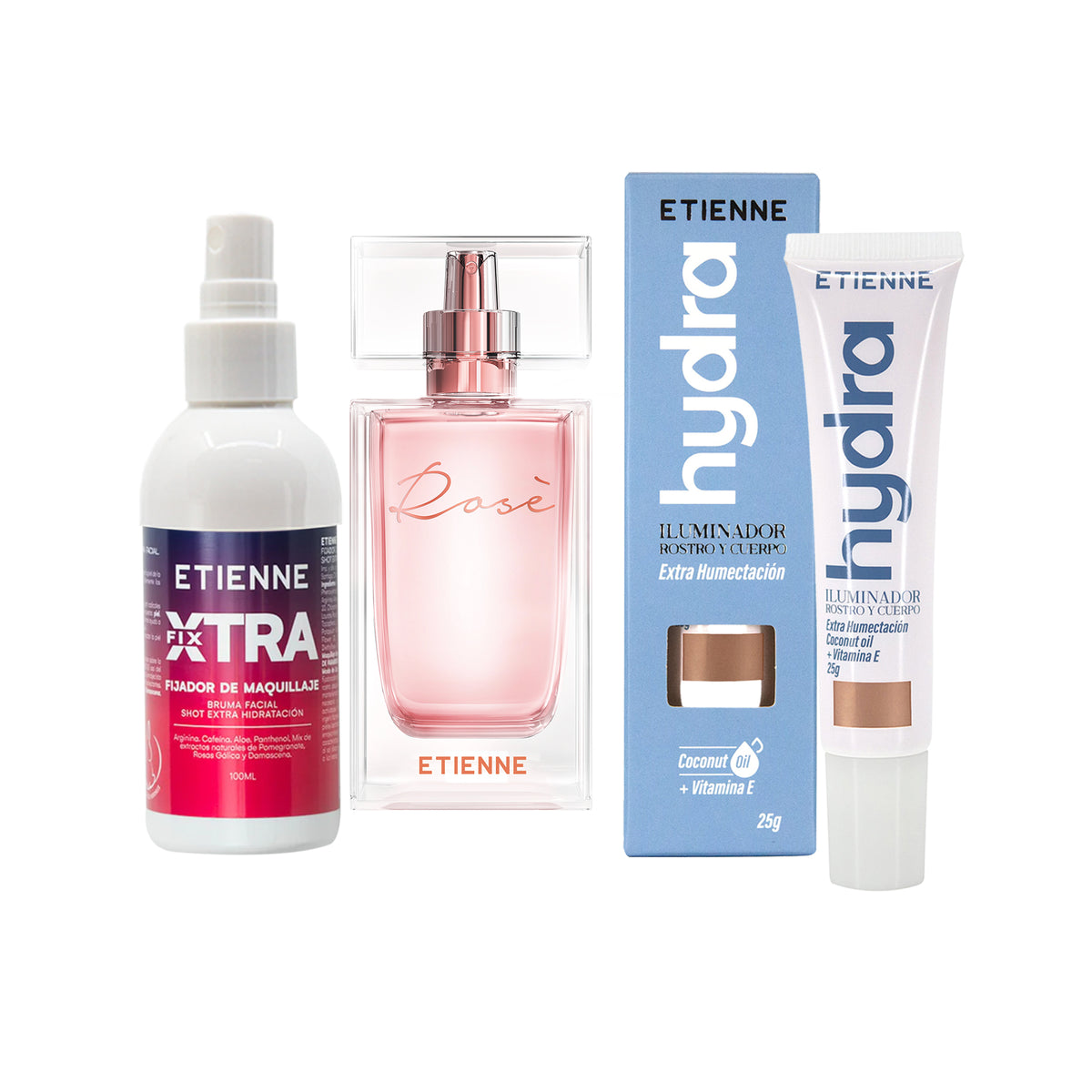 Set Etienne Rose Glow Perfume + Fijador + Iluminador