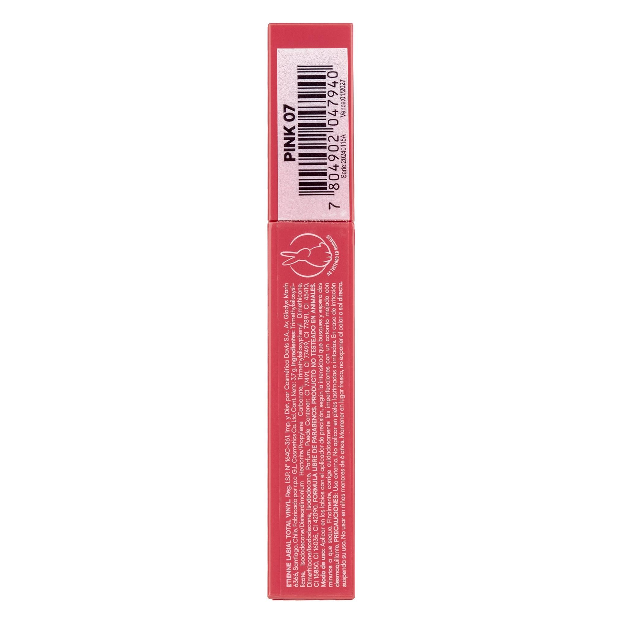 Labial Líquido Intransferible Brillante Total Vinyl Pink 07