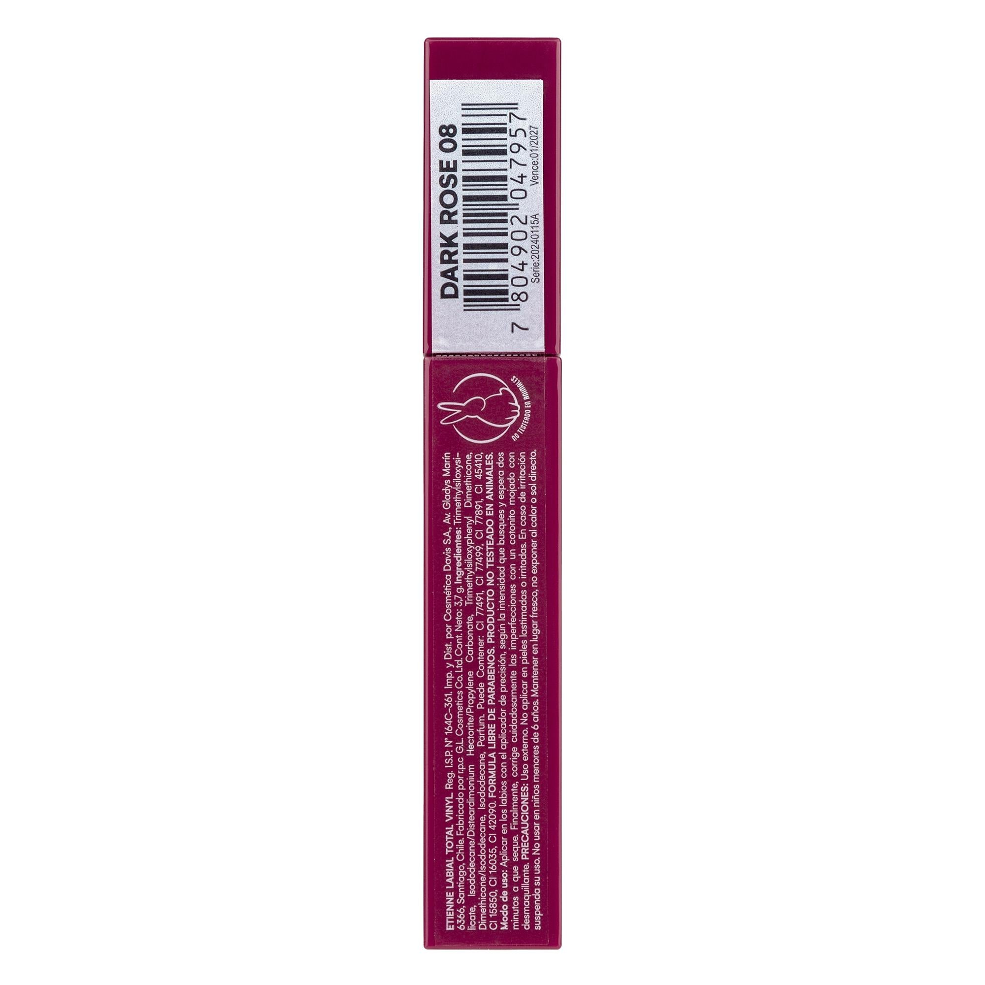 Labial Líquido Intransferible Brillante Total Vinyl Dark Rose 08