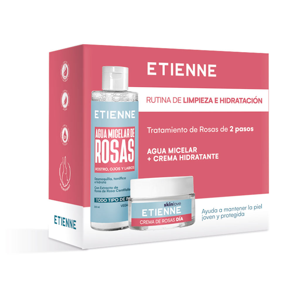 Etienne Agua Micelar 250ml + Crema Rosas Día 50g