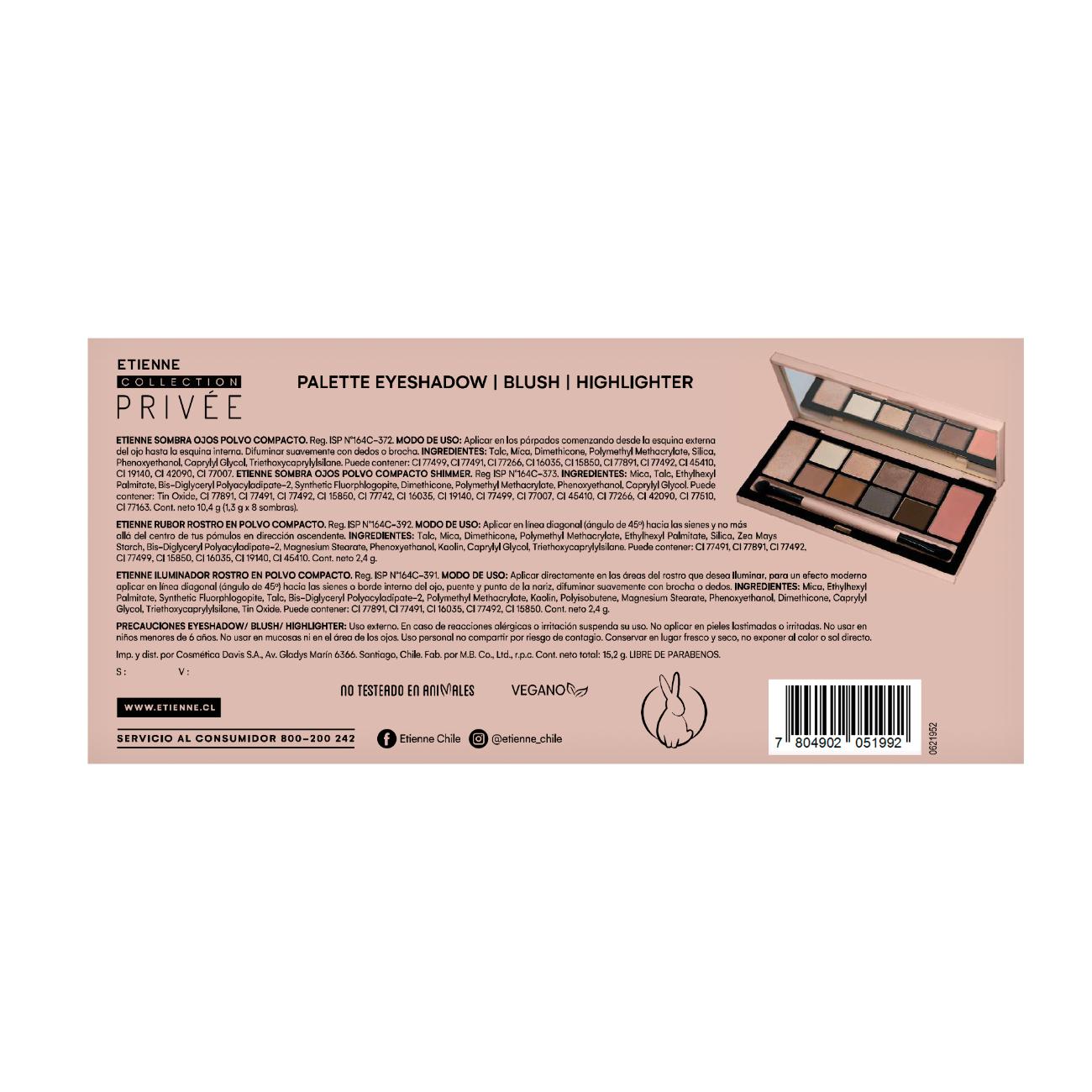 Privee Paleta de Sombras Rubor e Iluminador Nudes